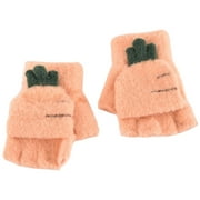 Povozer Kids Winter Gloves Cute Cozy Warm Fluffy Soft Boys Girls Gloves(Orange,2-6Y)